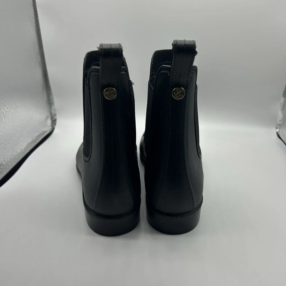 Sam Edelman Women's 7 Glossy Black Tinsley Chelsea Rain Boots Waterproof